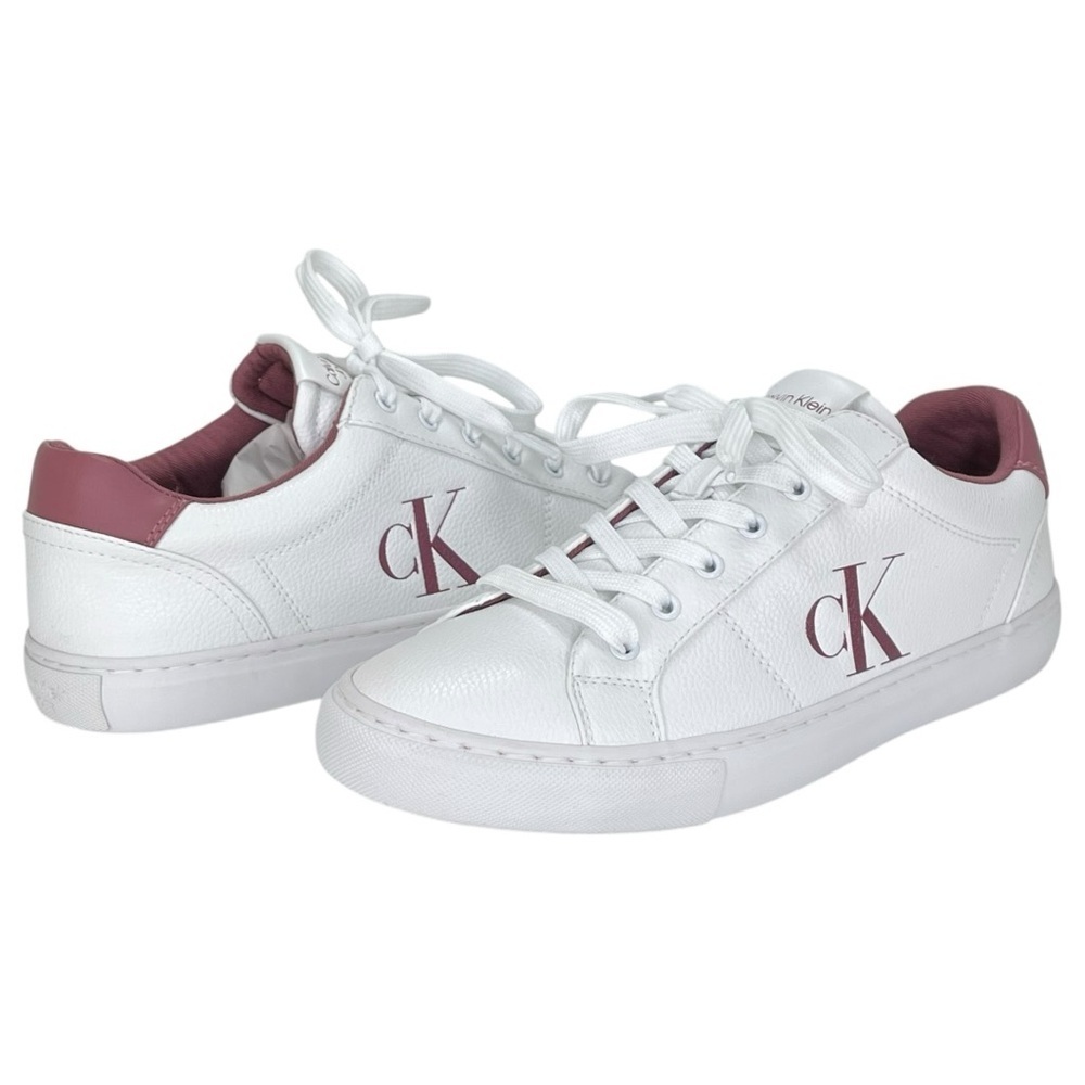 Calvin Klein Jeans Celbi White Faux Leather Womens Sneakers Size 9.5M - Picture 12 of 12